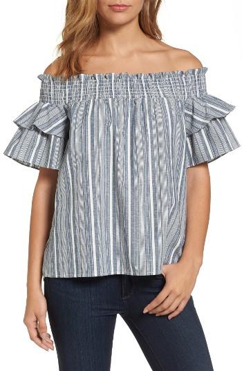 Women's Caslon Off The Shoulder Ruffle Sleeve Top - Blue