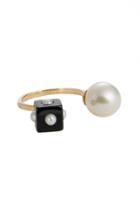 Women's Nektar De Stagni Onyx Cube & Mini Cultured Pearl Open Ring