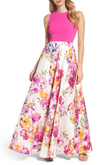 Women's Eliza K Print Block Ballgown - Pink
