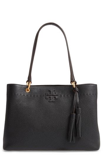 Tory Burch Mcgraw Triple Compartment Leather Satchel - Black