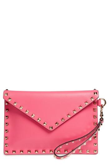 Valentino Garavani Medium Rockstud Leather Clutch - Pink