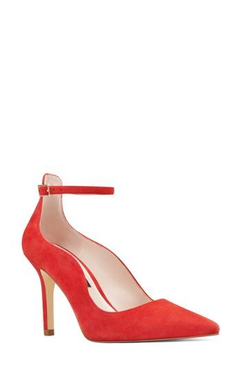 Women's Nine West Marquisha Scalloped Ankle Strap Pump M - Red
