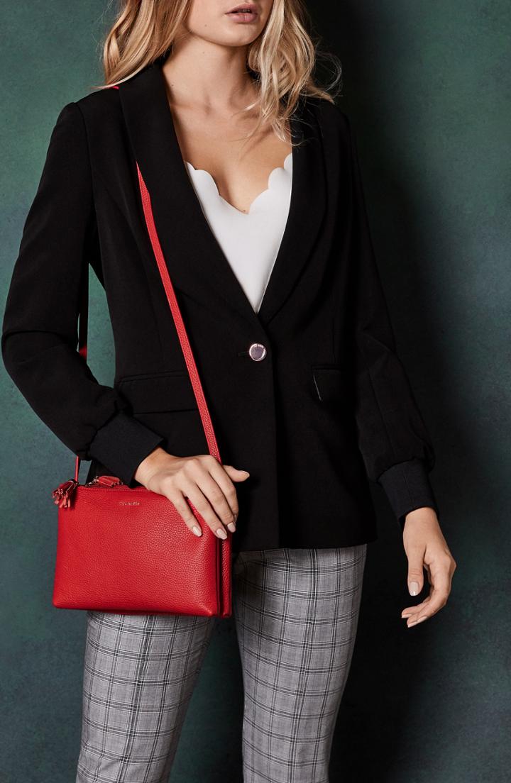 Ted Baker London Maceyy Double Zip Leather Crossbody Bag - Red