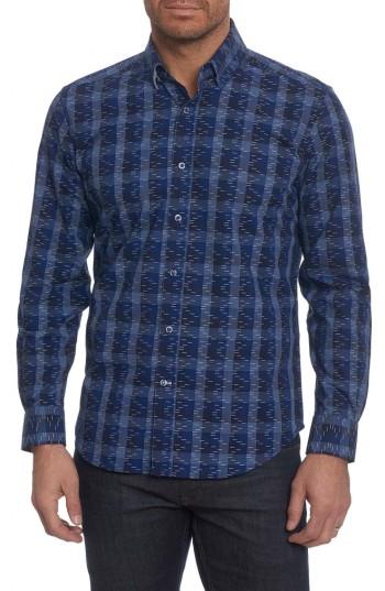 Men's Robert Graham Levy Regular Fit Print Sport Shirt - Blue