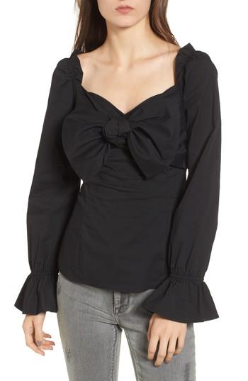 Women's Socialite Bow Front Top - Black