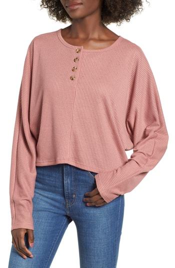 Women's Mimi Chica Dolman Henley - Pink