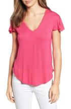 Women's Halogen Flutter Sleeve V-neck Tee - Pink