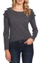 Women's Cece Tiered Ruffle Shoulder Cotton Blend Tee, Size - Grey