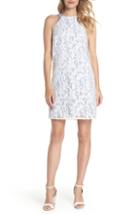 Women's Maggy London Pinstripe Lace Overlay Shift Dress
