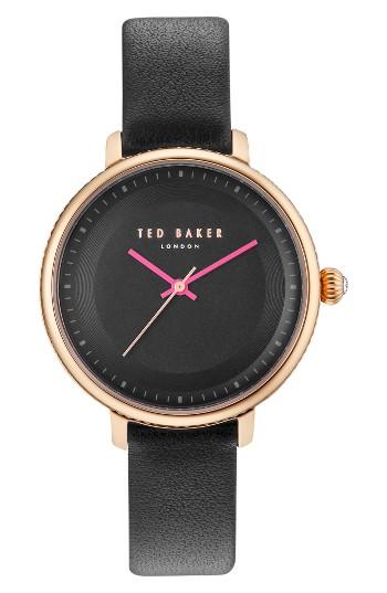 Women's Ted Baker London Isla Round Leather Strap Watch, 36mm