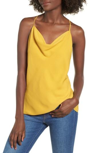 Women's Socialite Stripe Cowl Neck Tank - Yellow