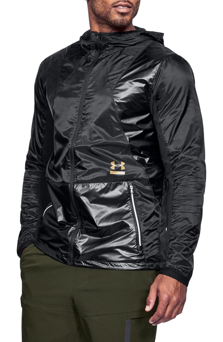 Men's Under Armour Perpetual Windproof & Water Resistant Hooded Jacket, Size - Black