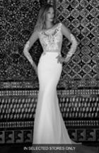 Women's Alon Livne White Blair Illusion Long Sleeve Gown, Size In Store Only - Ivory