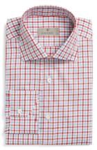 Men's Canali Regular Fit Check Dress Shirt - Red