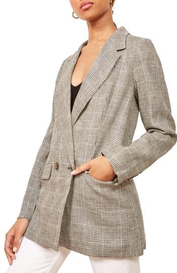 Women's Reformation Valero Oversize Linen Blazer - Black