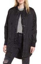 Women's Sam Edelman Two-in-one Longline Bomber Jacket - Black