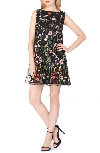 Women's Tahari Embroidered Shift Dress - Black