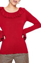 Women's Boden Lavinia Ruffle Trim Sweater - Red