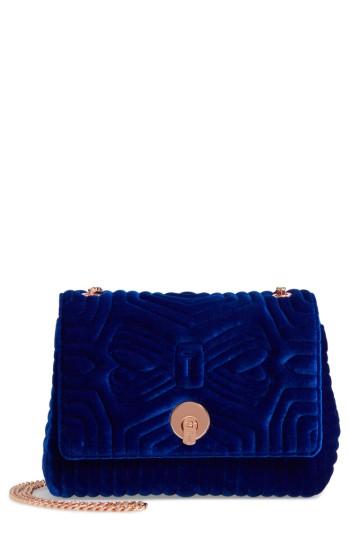 Ted Baker London Quilted Velvet Crossbody Bag - Blue