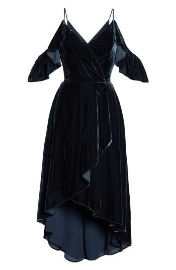 Women's Chelsea28 Cold Shoulder Velvet Midi Dress - Blue