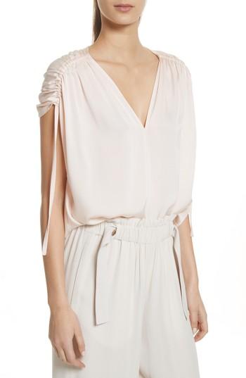 Women's Vince Ruched Silk Top - Pink
