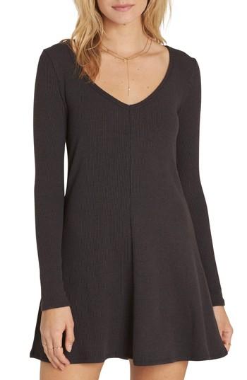 Women's Billabong Go Along Ribbed Skater Dress - Black