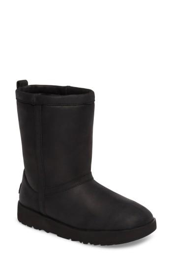 Women's Ugg Classic Genuine Shearling Lined Short Waterproof Boot M - Black