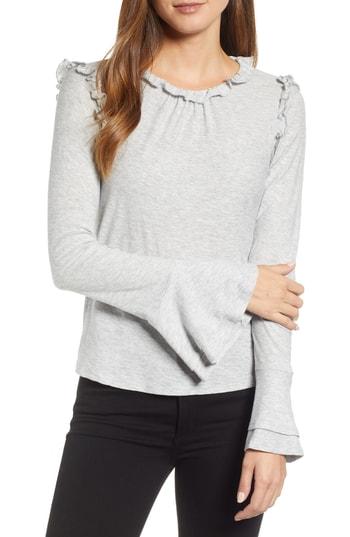 Women's Cece Ruffle Trim Top - Grey