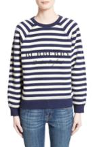 Women's Burberry Selune Stripe Wool & Cashmere Sweater - Blue