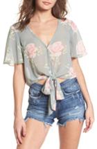 Women's Show Me Your Mumu Tortuga Tie Front Crop Top - Green