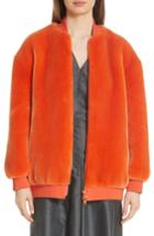 Women's Tibi Luxe Faux Fur Zip Track Jacket - Orange