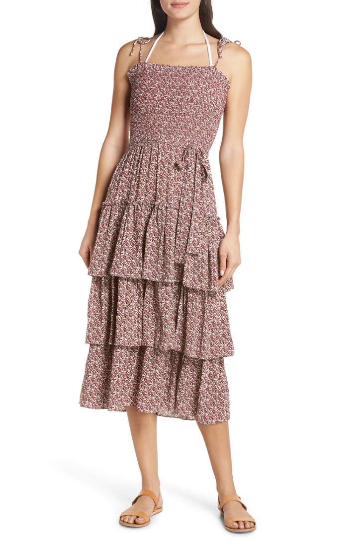 Women's Tory Burch Wild Pansy Cover-up Dress - Burgundy