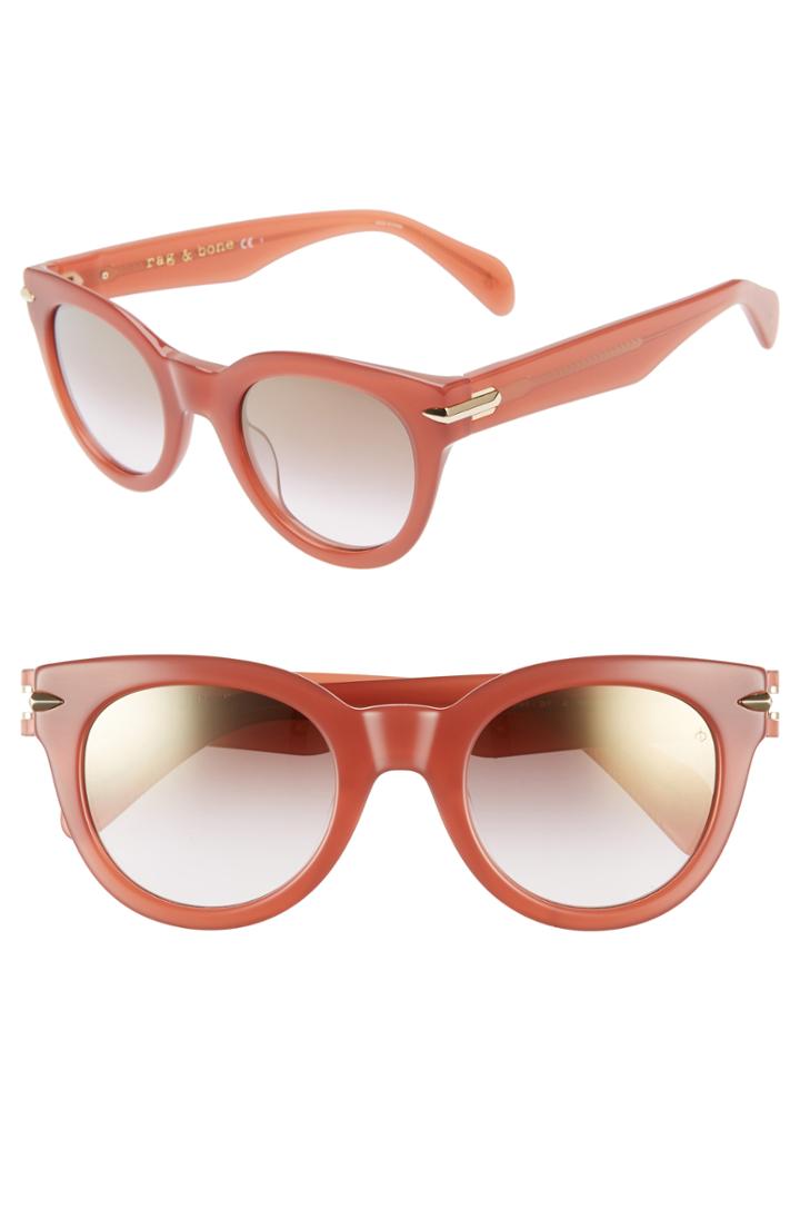 Women's Rag & Bone Core 50mm Cat Eye Sunglasses - Brick Coral