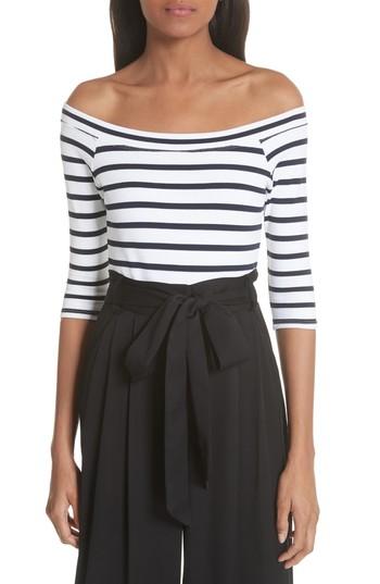 Women's Milly Rivera Stripe Bodysuit, Size - White