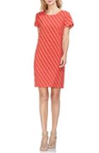 Women's Vince Camuto Clipped Scallop Stripe Shift Dress - Red