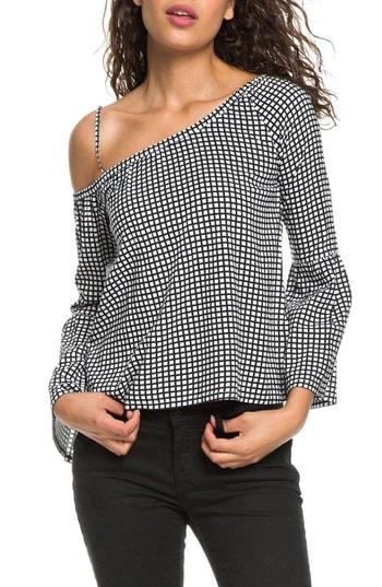 Women's Roxy Print One-shoulder Top - Black