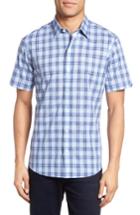 Men's Zachary Prell Hwang Trim Fit Plaid Sport Shirt, Size - Blue