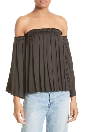 Women's Elizabeth And James Emelyn Pleated Off The Shoulder Top - Black
