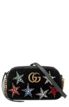 Gucci Small Gg Marmont 2.0 Crystal Stars Velvet Shoulder Bag -