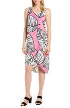 Women's Nic+zoe Etched Leaves Faux Wrap Shift Dress - Pink