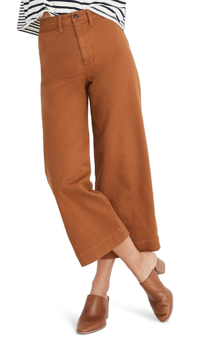 Women's Madewell Emmett Crop Wide Leg Pants - Black