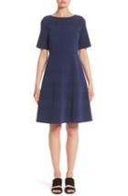 Women's Lafayette 148 New York Tamera Perforated Fit & Flare Dress - Blue