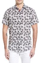 Men's Stone Rose Trim Fit Palm Tree Print Sport Shirt