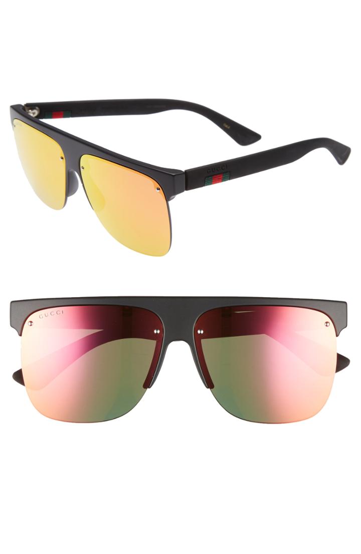 Men's Gucci 60mm Semi Rimless Polarized Sunglasses -