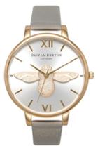 Women's Olivia Burton 'molded Bee' Leather Strap Watch, 38mm