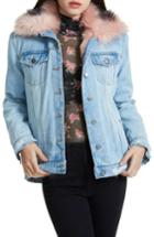 Women's Afrm Izzy Faux Fur Trucker Jacket - Blue