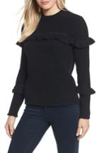 Women's Michael Michael Kors Ribbed Ruffle Sweater - Black
