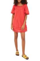 Women's Topshop Lace Trim Trapeze Dress Us (fits Like 0) - Red
