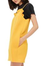 Women's Topshop Ruffle Trim Shift Minidress Us (fits Like 0) - Yellow