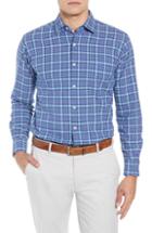 Men's Peter Millar Fisherman's Wharf Regular Fit Plaid Sport Shirt, Size - Blue